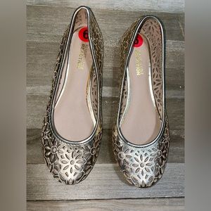 Gold Kenneth Cole Cutout Flats